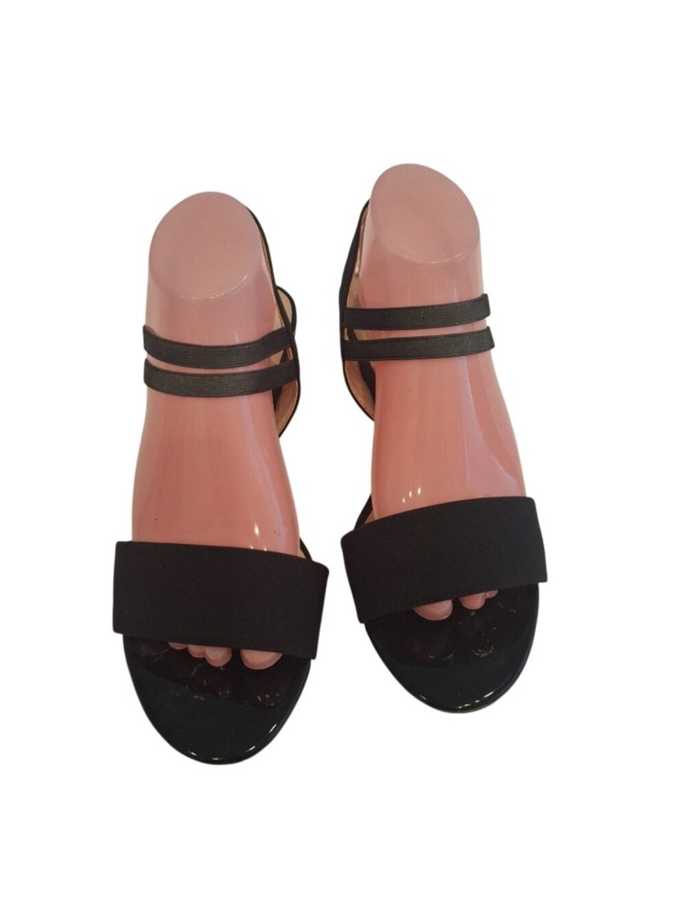 LifeStride Yolo Sandals Womens 8.5M Black Strappy Wedge Comfort Minimalist